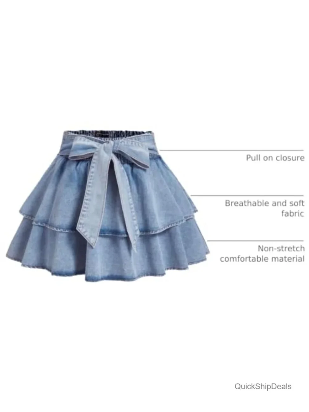 Plus Size Denim Mini Skirt Y2k Bow Tie Knot Ruffle Tiered